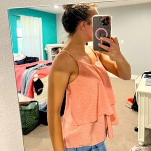 Orange chevron tank with ruffles!! Great for summer!